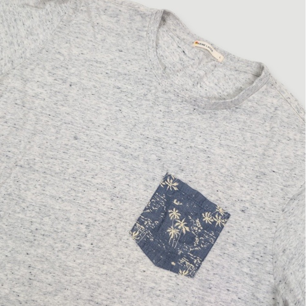 Marine Layer Signature Pocket Tee Mens Large Grey Palm Tree Print Preppy Casual